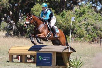 Sun Quest (Luxuriant Growth) & Jaimie Stichel. Milang Horse Trials 2024. Photo Credit Jenny Barnes Photography